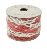 Plastic chain on rail  - Ø 8 mm - 25 m red-white