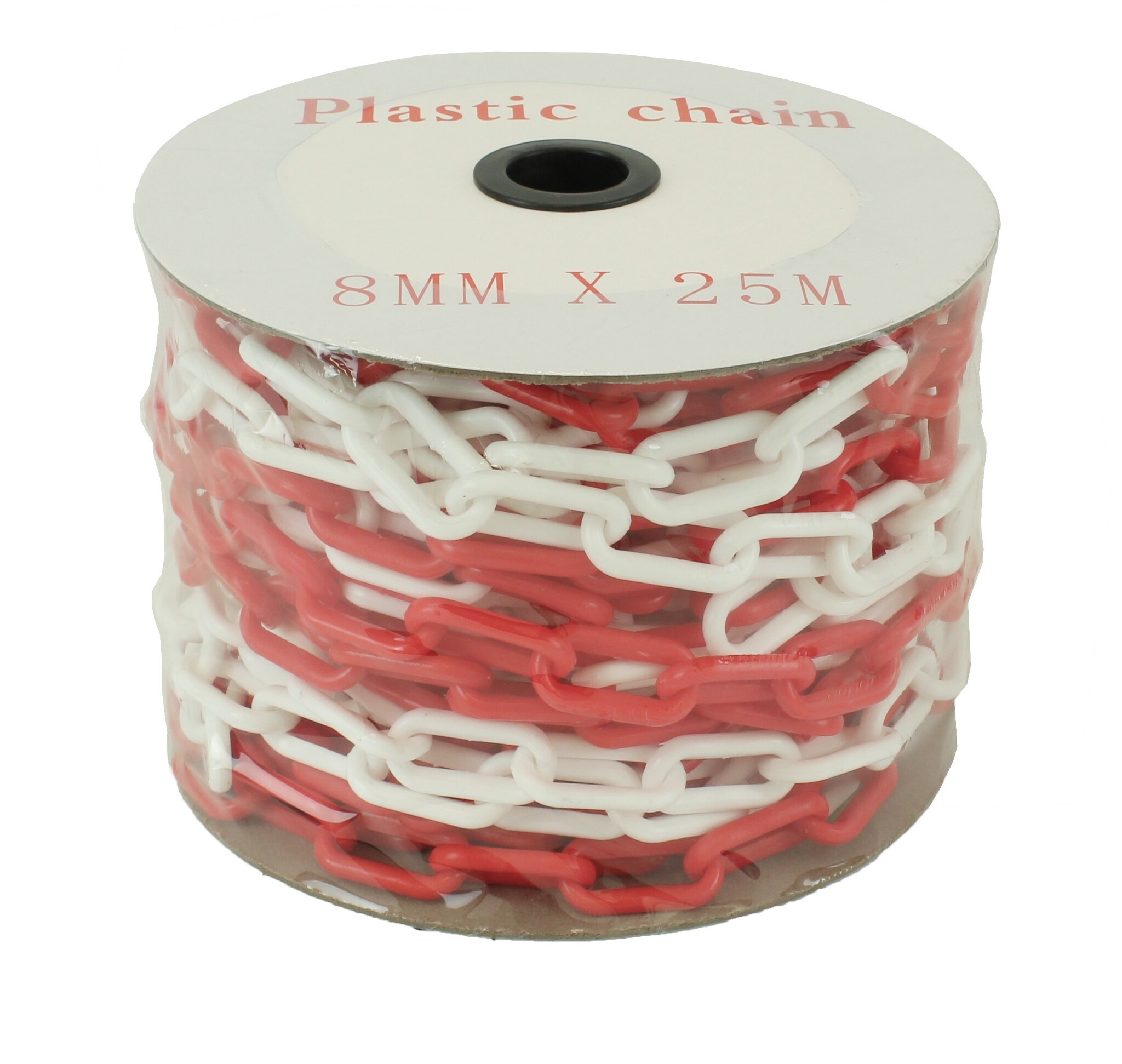 Kunststof ketting op rol  - Ø 8 mm - 25 m rood-wit
