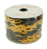 Plastic chain on rail  -Ø 8 mm- 25 m black-yellow