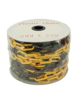 Plastic chain on rail  -Ø 8 mm- 25 m black-yellow