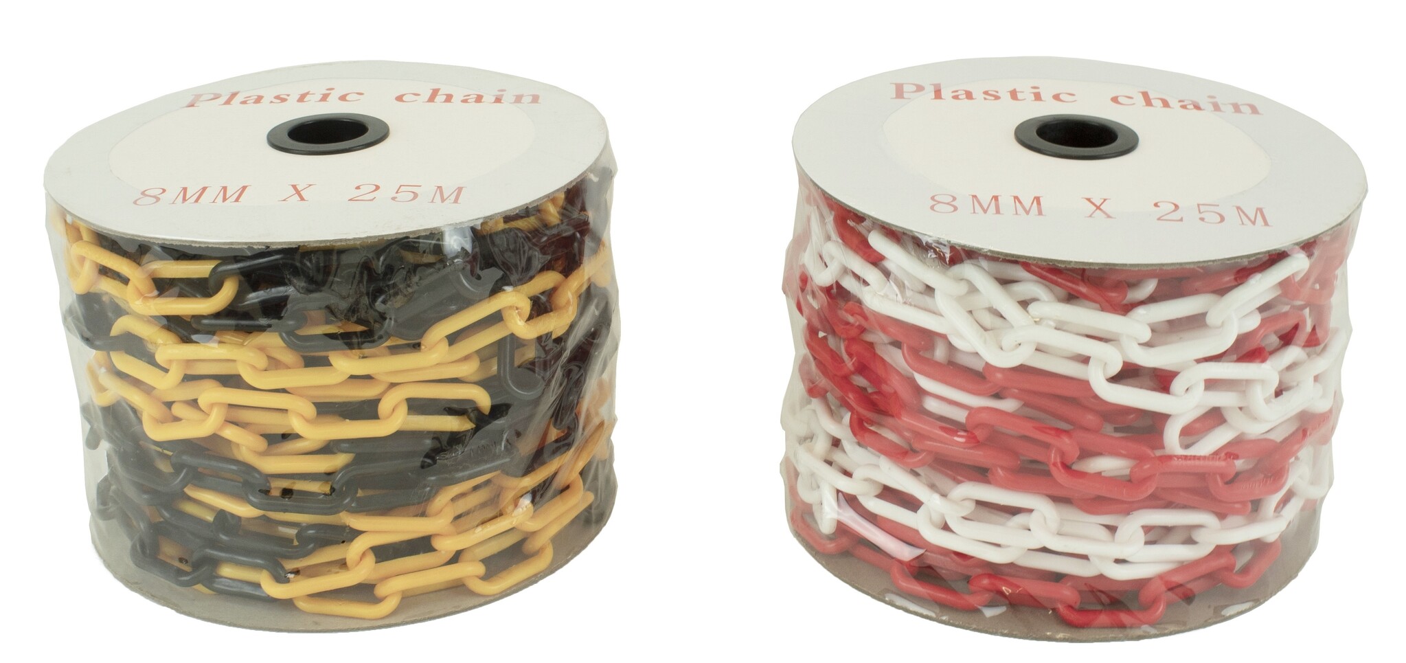 Plastic chain on rail  -Ø 8 mm- 25 m black-yellow