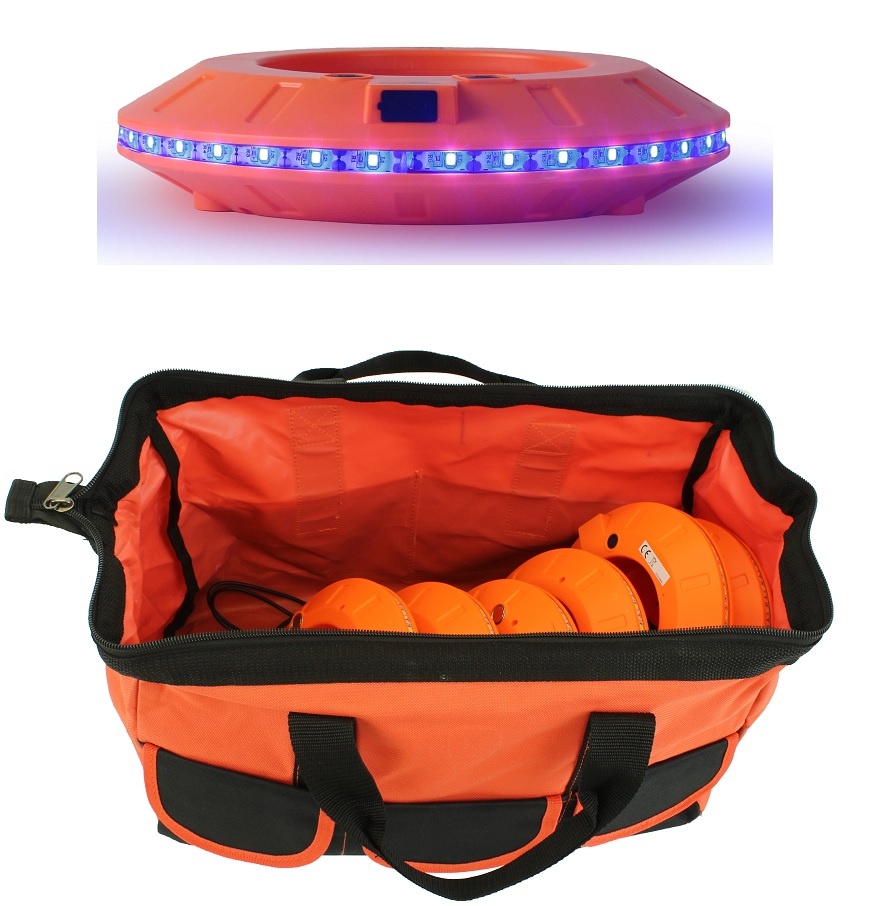 Set de 6 LED cone lights 360° synchronisable bleu