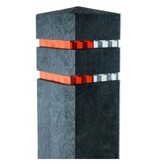 Potelet tête diamant PVC recyclé - noir + 2 bandes réfléchissantes