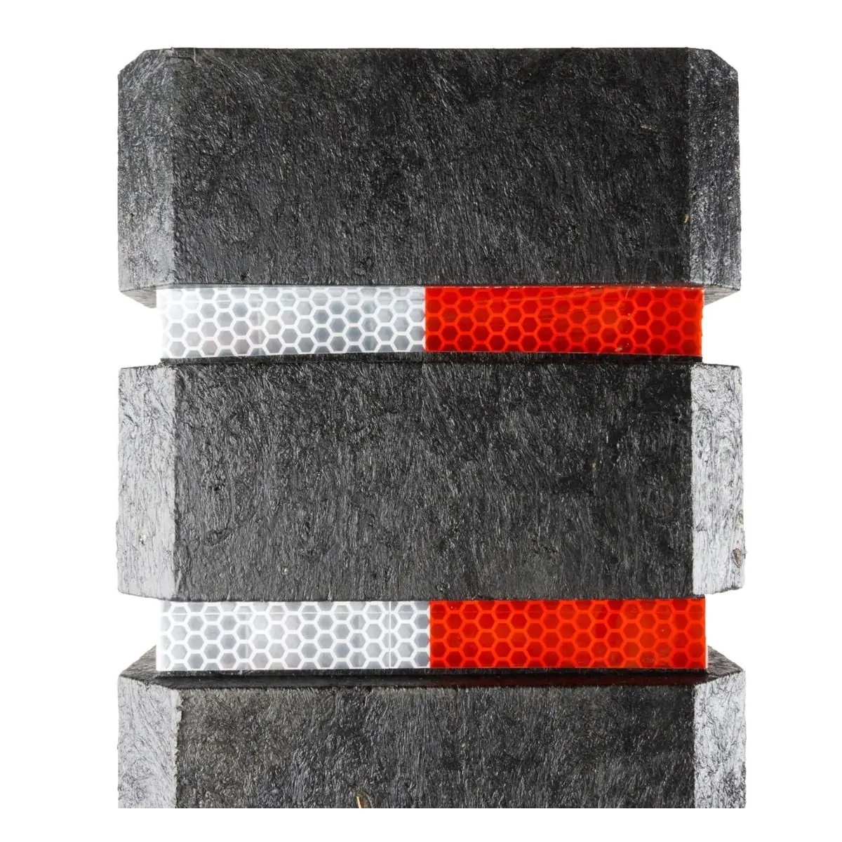 Potelet tête diamant PVC recyclé - noir + 2 bandes réfléchissantes