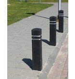 Bollard recycled PVC - black + 2 reflective strips - removeable