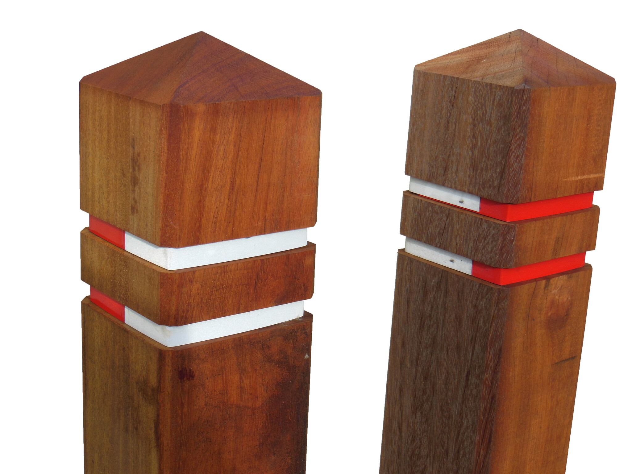 Anti-parking pole diamond top Azobe hardwood + 2 reflective strips