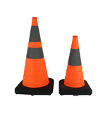 Heavy duty collapsible traffic  cone with integrated LED