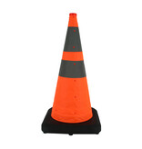Heavy duty collapsible traffic  cone with integrated LED