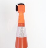 Enrouleur à sangle pour cône de signalisation 100 mm x 3 m - rouge/blanc