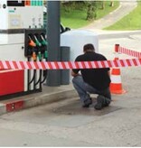 Enrouleur à sangle pour cône de signalisation 100 mm x 3 m - rouge/blanc
