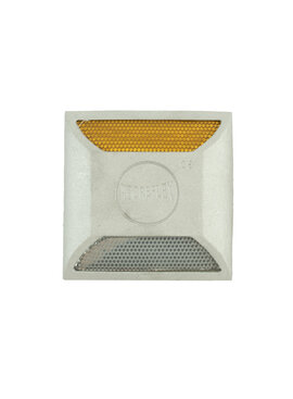 Dubbelzijdige aluminium epoxy wegdekreflector geel/wit