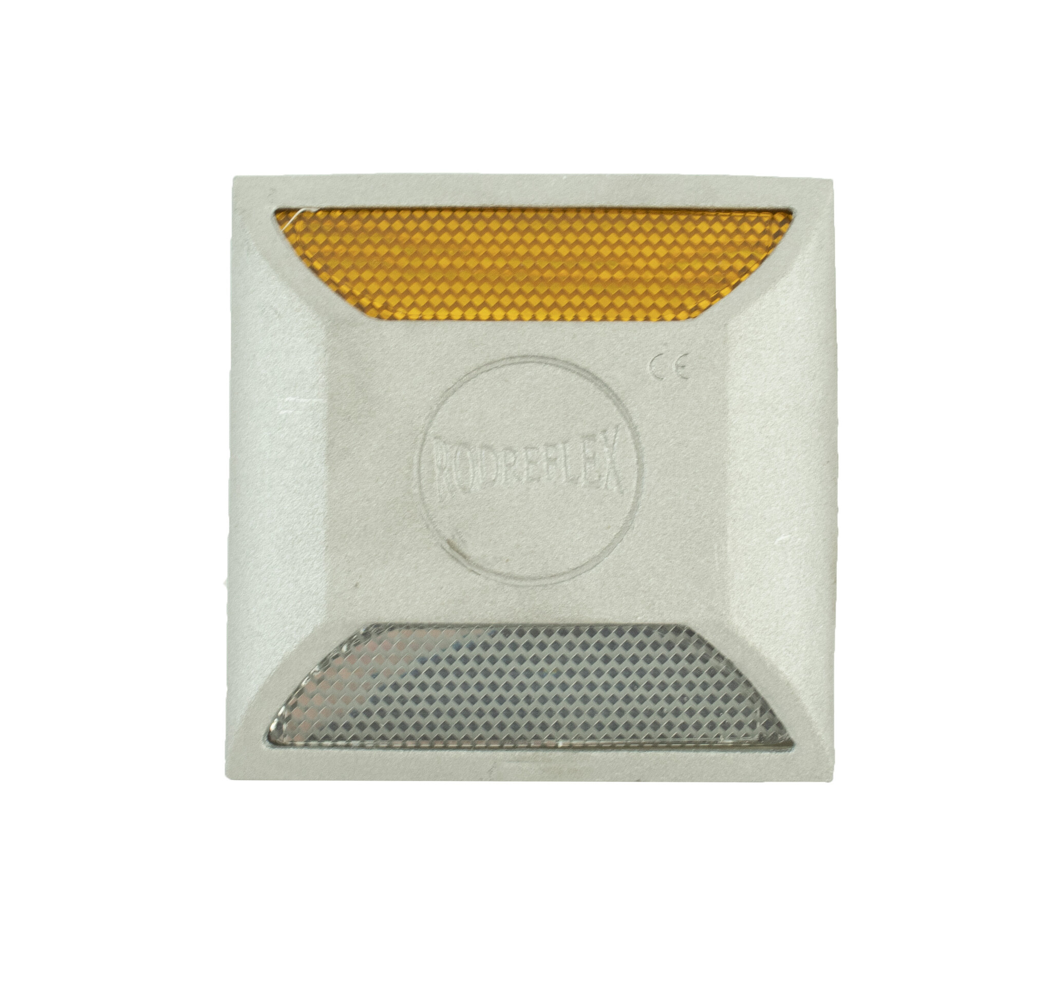 Dubbelzijdige aluminium epoxy wegdekreflector geel/wit