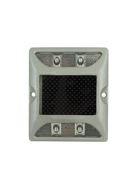 Wegdekreflector met knipperend  LED licht op zonne energie wit/wit