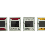 Wegdekreflector met knipperend  LED licht op zonne energie rood/wit