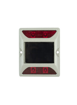 Wegdekreflector met knipperend  LED licht op zonne energie rood/rood