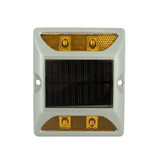 Wegdekreflector met knipperend  LED licht op zonne energie geel/geel
