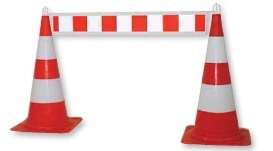 Fixed barrier with end hooks 200 cm - red/white