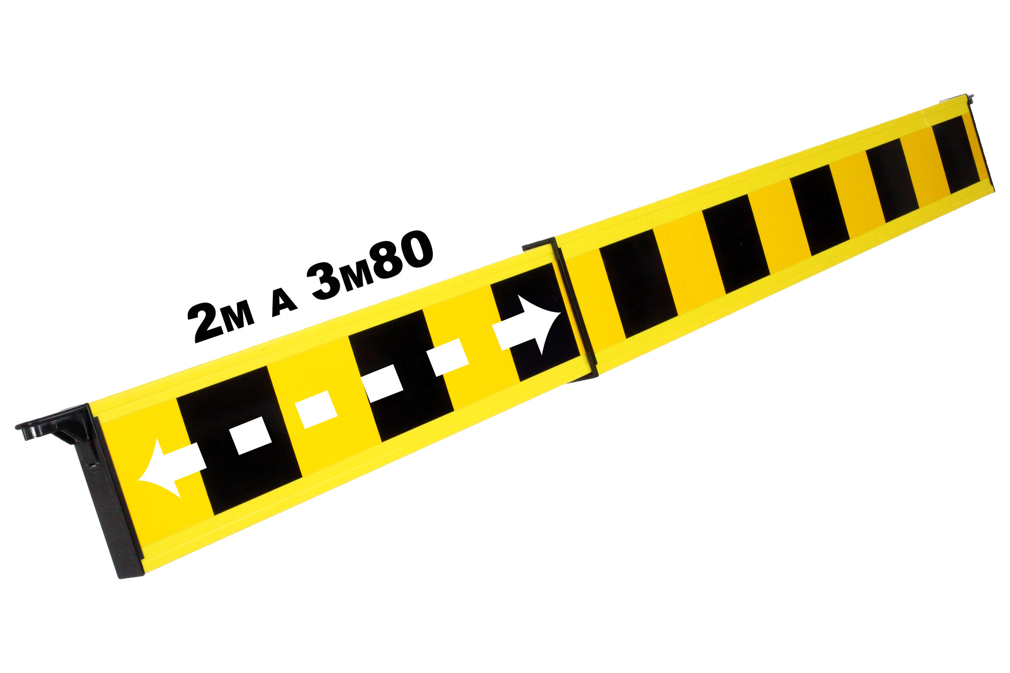 Telescopic barrier with end hooks 200-380 cm - yellow/black