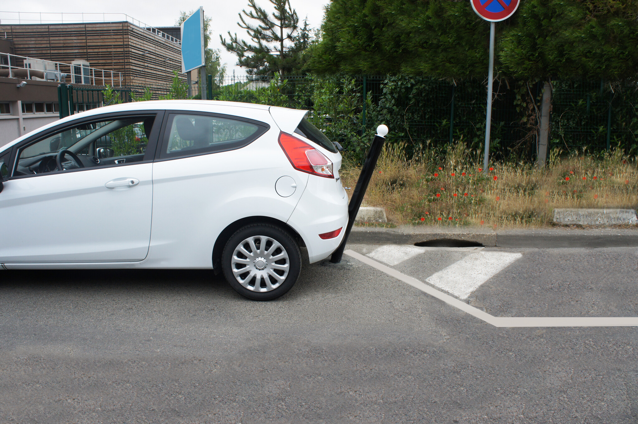 Flexible bollards with shape memory type "Amsterdam" to be cast concreted
