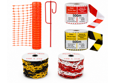 Construction nets, barrier tapes and plastic chains