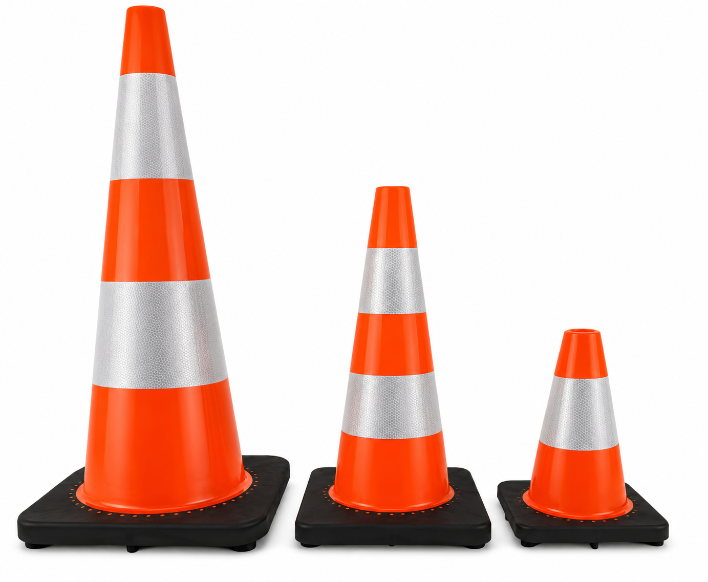 Cône de signalisation 30 cm PU - flexible et doux avec socle lesté