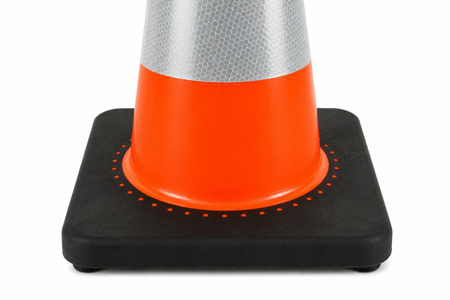Verkeerskegel PU - 50 cm hoogte met zwarte voet - Klasse 2