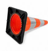Verkeerskegel PU - 50 cm hoogte met zwarte voet - Klasse 2