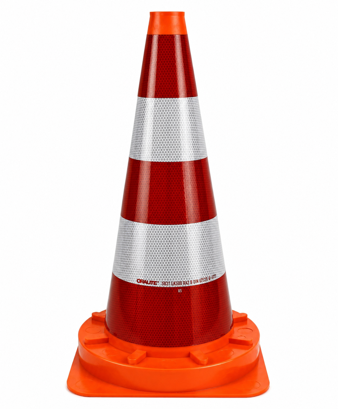 Eendelige verkeerskegel 50 cm SB 250 + volledig reflecterend RA2 Klasse 2