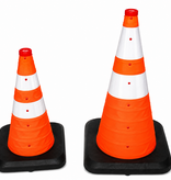 Heavy duty collapsible traffic cone 50 cm with integrated LED