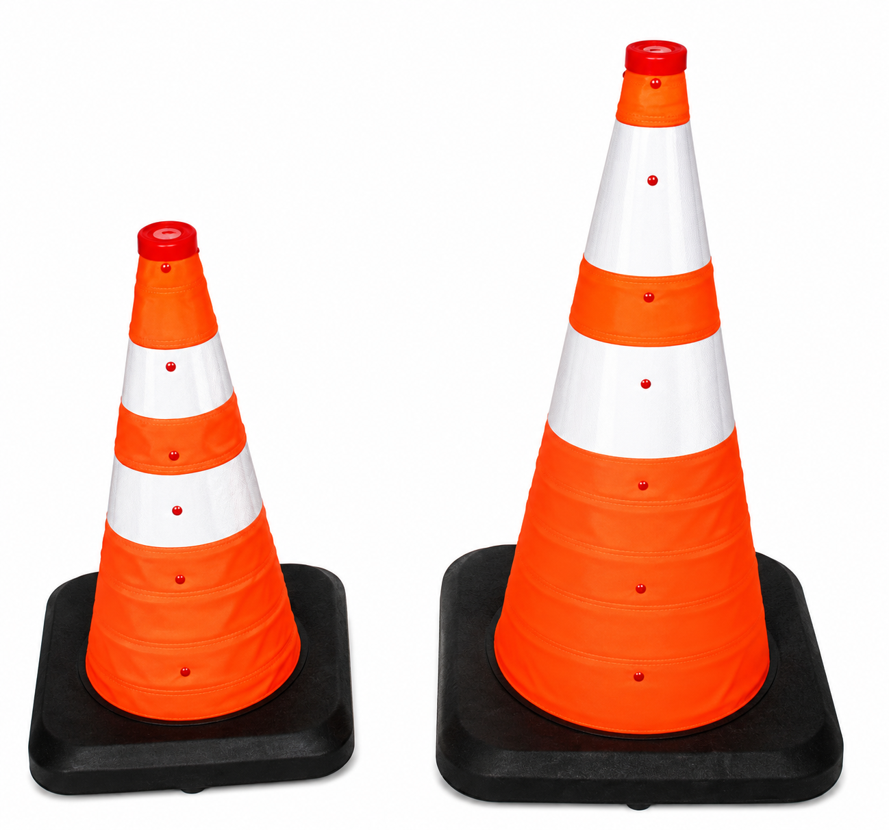 Heavy duty collapsible traffic cone 50 cm with integrated LED