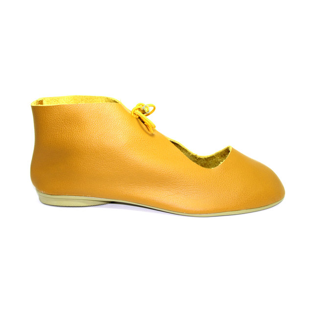 SHOES "NORA" SOFT LEATHER - MUSTARD -  - BRASIL - VOLARE NEW COLLECTION