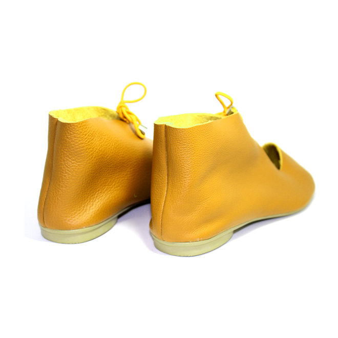 SHOES "NORA" SOFT LEATHER - MUSTARD -  - BRASIL - VOLARE NEW COLLECTION