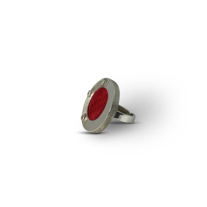 MASSIVER SILBER RING MIT FELL- HANDGEARBEITET AUS URUGUAY