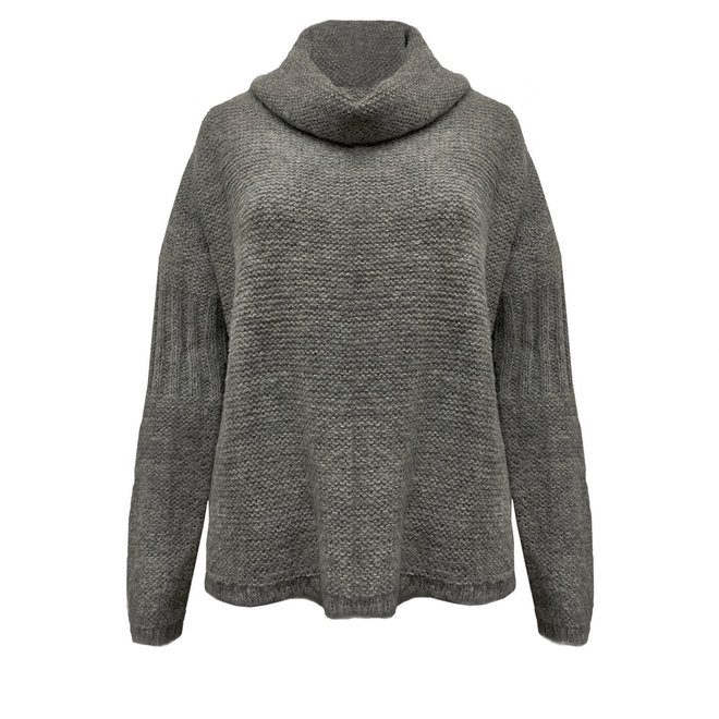 PULLOVER "NAOMI" - 100% ALPACA WOOL - MIDGREY - HANDMADE