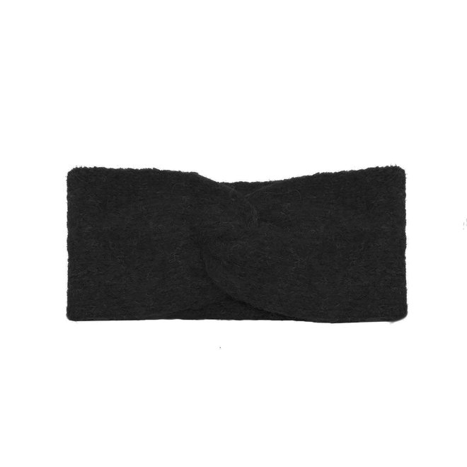 HEADBAND LOOP - 100% ALPACA WOOL - BLACK - HANDMADE