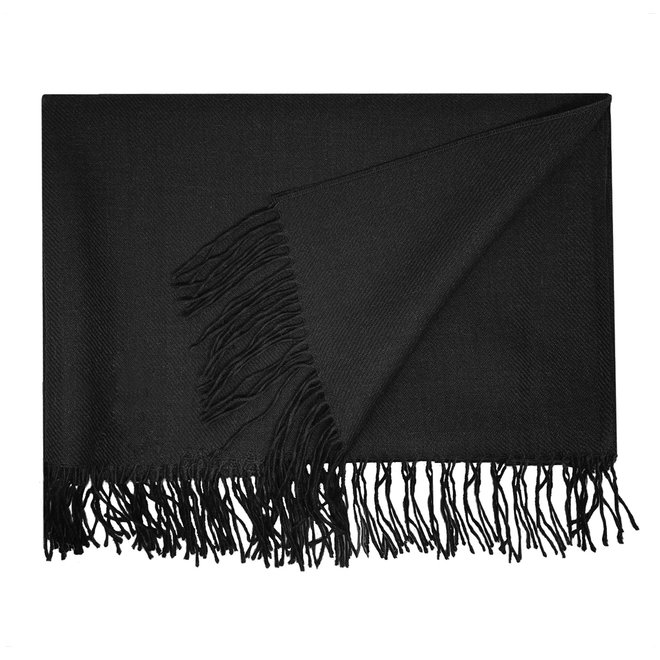 BIG SCHAWL - 100% BABY ALPACA WOOL - BLACK