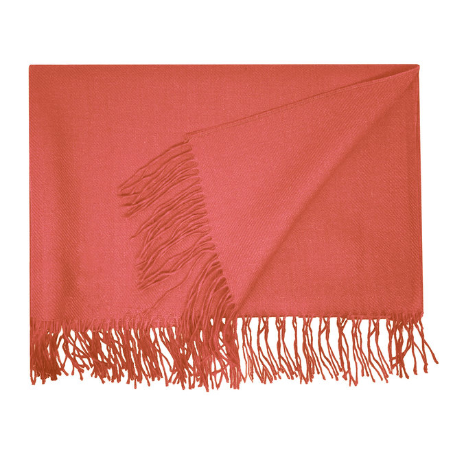 GROßER WEBSCHAL - 100% BABY ALPAKA WOLLE - CORAL