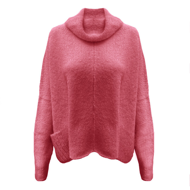 PULLOVER "KALY" - 100% LANA DE ALPACA - CORAL - HECHO A MANO