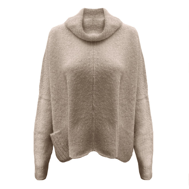 PULLOVER "KALY" - 100% LANA DE ALPACA - CHAMPAGNE - HECHO A MANO