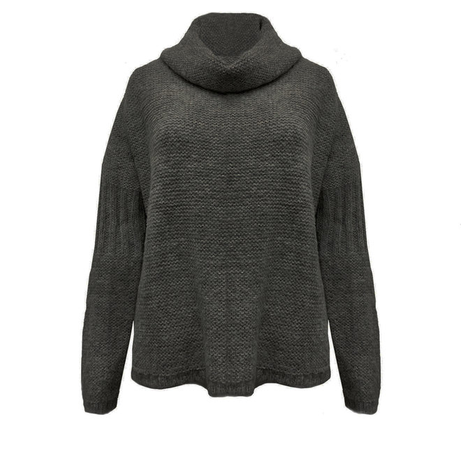 PULLOVER "NAOMI" - 100% ALPACA WOOL - DARK GREY - HANDMADE