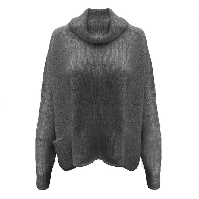 PULLOVER "KALY" - 100% ALPACA WOOL - DARK GREY - HANDMADE