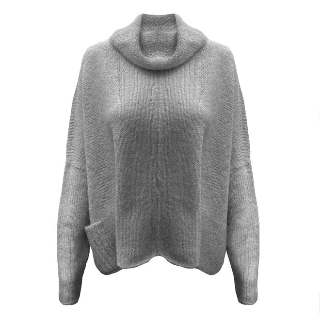 PULLOVER "KALY" - 100% ALPACA WOOL - LIGHT GREY - HANDMADE