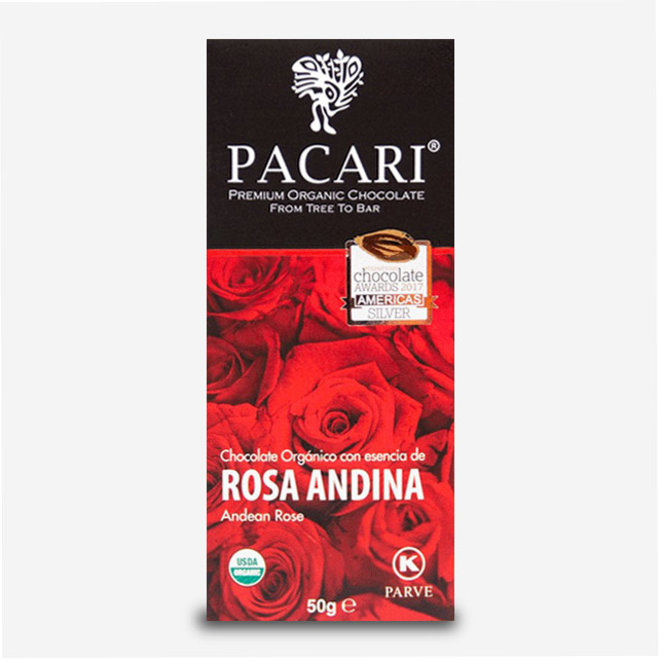 CHOCOLATE "ORGÁNICO CON ROSA ANDINA" - 60% CACAO - 50g - ECUADOR