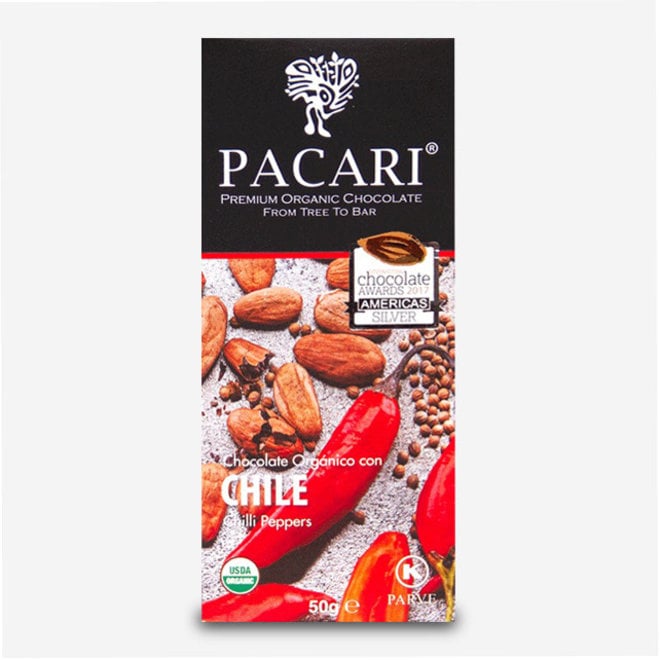 ORGANIC RAW "CHOCOLATE WITH CHILI" - 60% COCOA - 50g  - ECUADOR