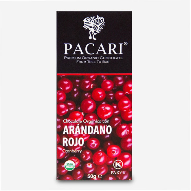 CHOCOLATE "ORGÁNICO CON ARÁNDANO ROJO" - 60% CACAO - 50g - ECUADOR