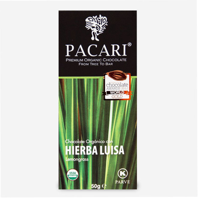 ORGANIC RAW "CHOCOLATE WITH LEMONGRASS" - 60% COCOA - 50g  - ECUADOR