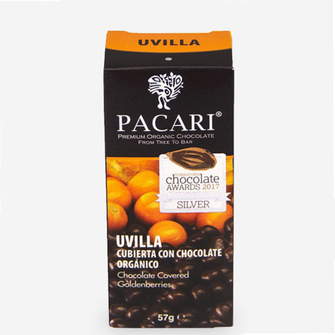 ORGANIC RAW "CHOCOLATE COVERED GOLDENBERRIES" - 60% COCOA - 57g - ECUADOR