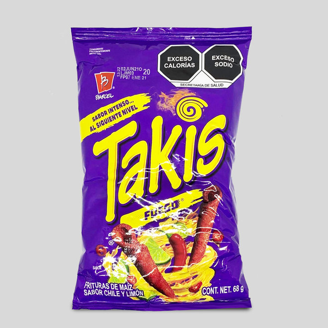 TAKIS FUEGO PICANTE - "HOT CHILI PEPPER & LIME FAVLOURED" - 68g - MEXICO