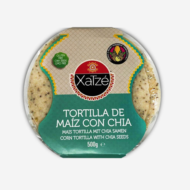 WHITE CORN TORTILLAS WITH CHIA - 14cm - 500g- MEXICO