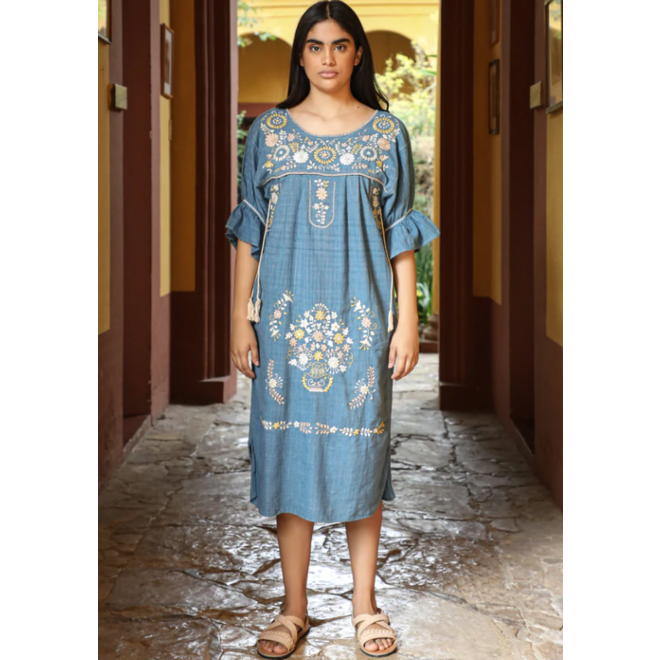 KLEID "ORGANIC SUMMER DRESS INDIGO" - MEXIKO